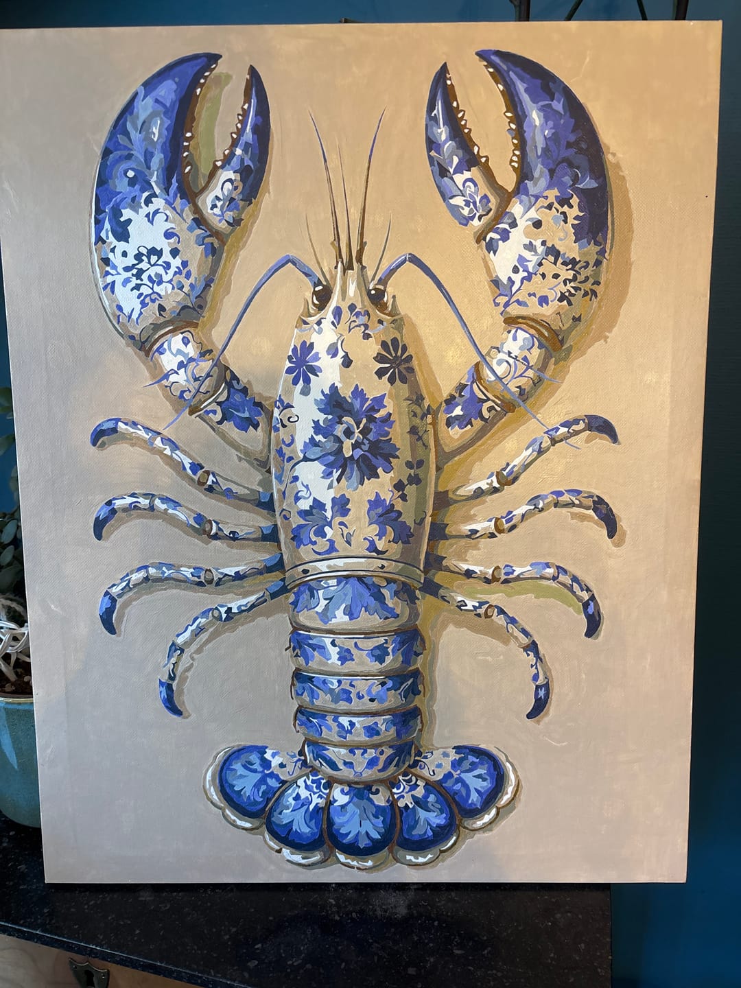 Customer photo review of Delft Lobster | Paint by Number