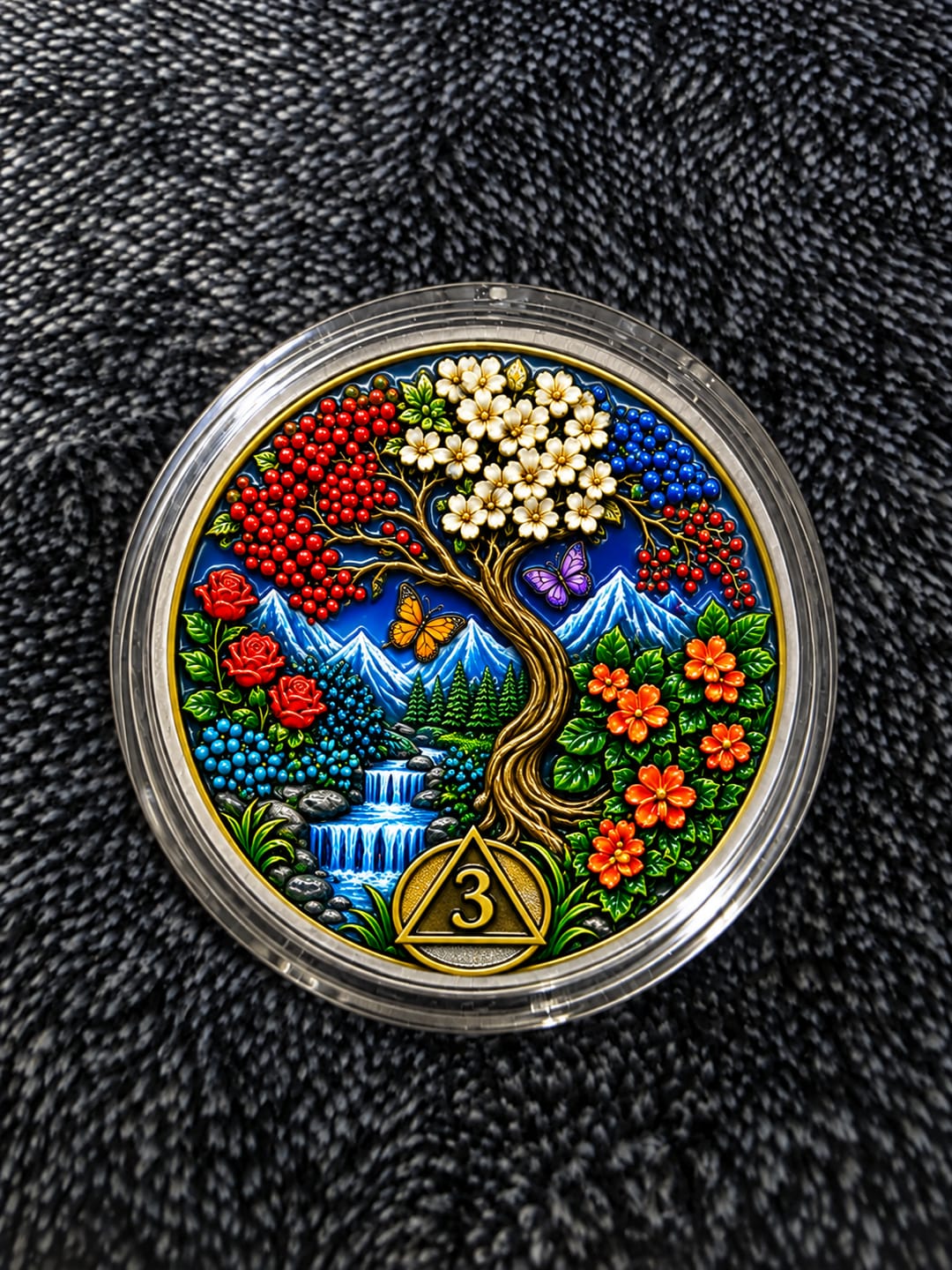 Customer photo review of Custom Tree of Life Sobriety Coin