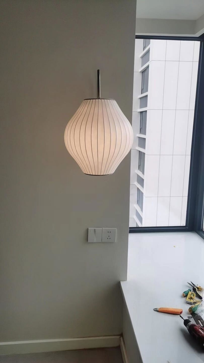 Customer photo review of Wall Light, Plug In, White Globe with Walnut Accent, Wall Sconce