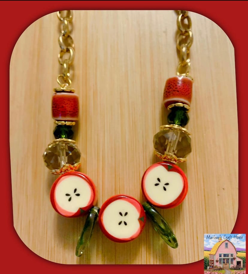 Customer photo review of Glazed Porcelain Apple Bead Strand in Macintosh