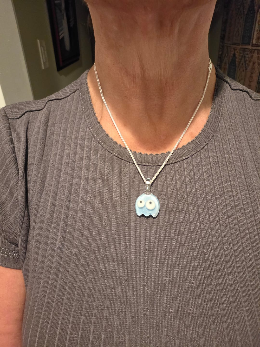 Customer photo review of Cute Ghost Pendant with Infused Cremation Ashes