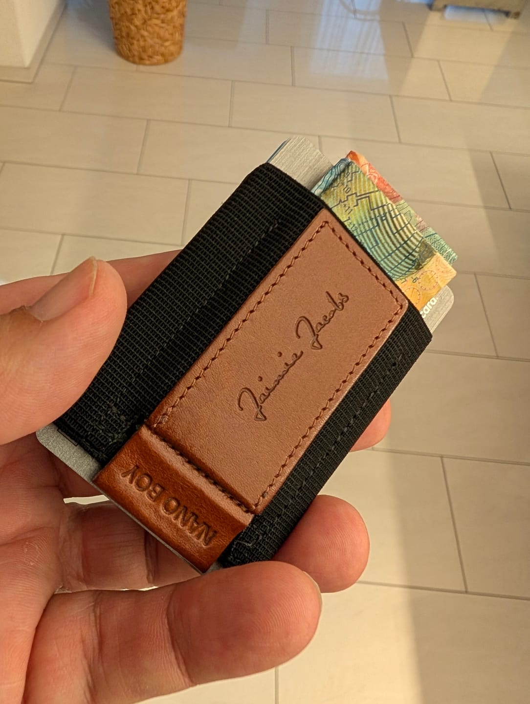 Customer photo review of Nano Boy card holder wallet with small elastic coin pocket