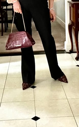 Customer photo review of Bronwyn Mule Cherry Croc Leather