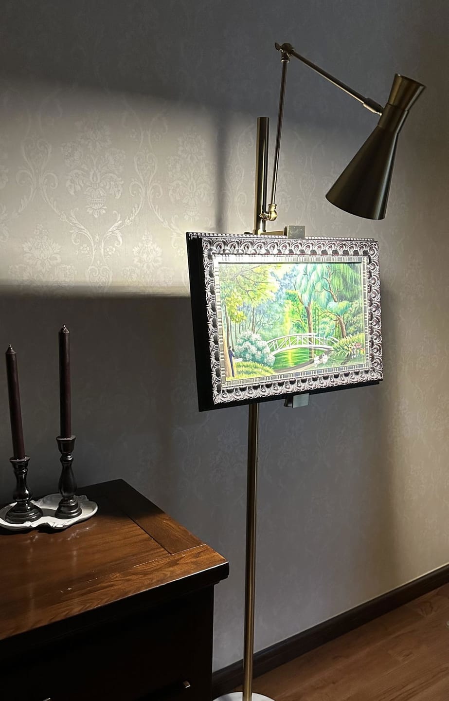 Customer photo review of Gold Floor Lamp, Marble Base, Adjustable Arc Arm, Cone Shade, 170 cm