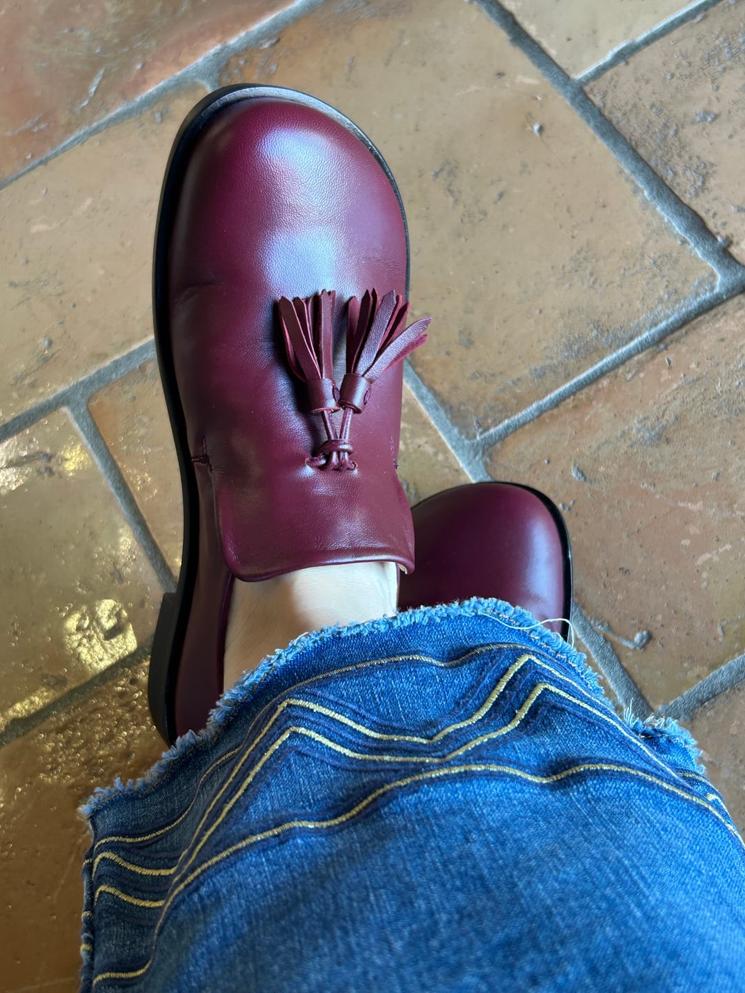 Customer photo review of Sinner Cherry mocassino in nappa ciliegia tacco 2.5 lav. artigianale lagattaconglistivali