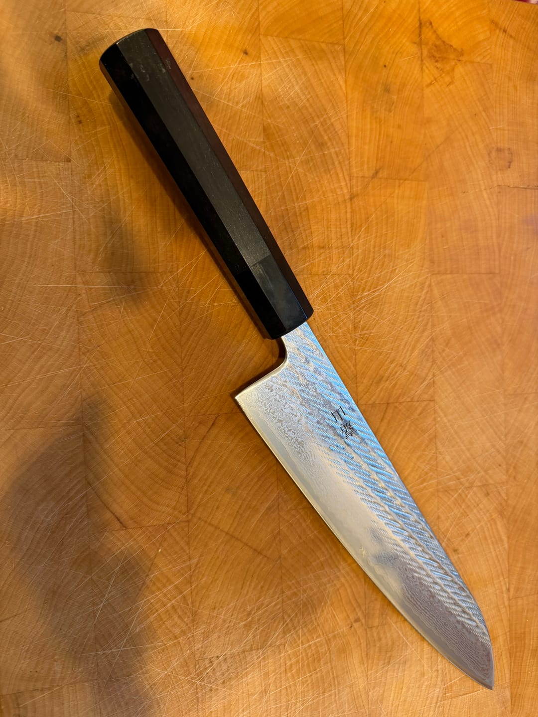 Customer photo review of Kazan Ginsan Nawame Gyutou 210mm