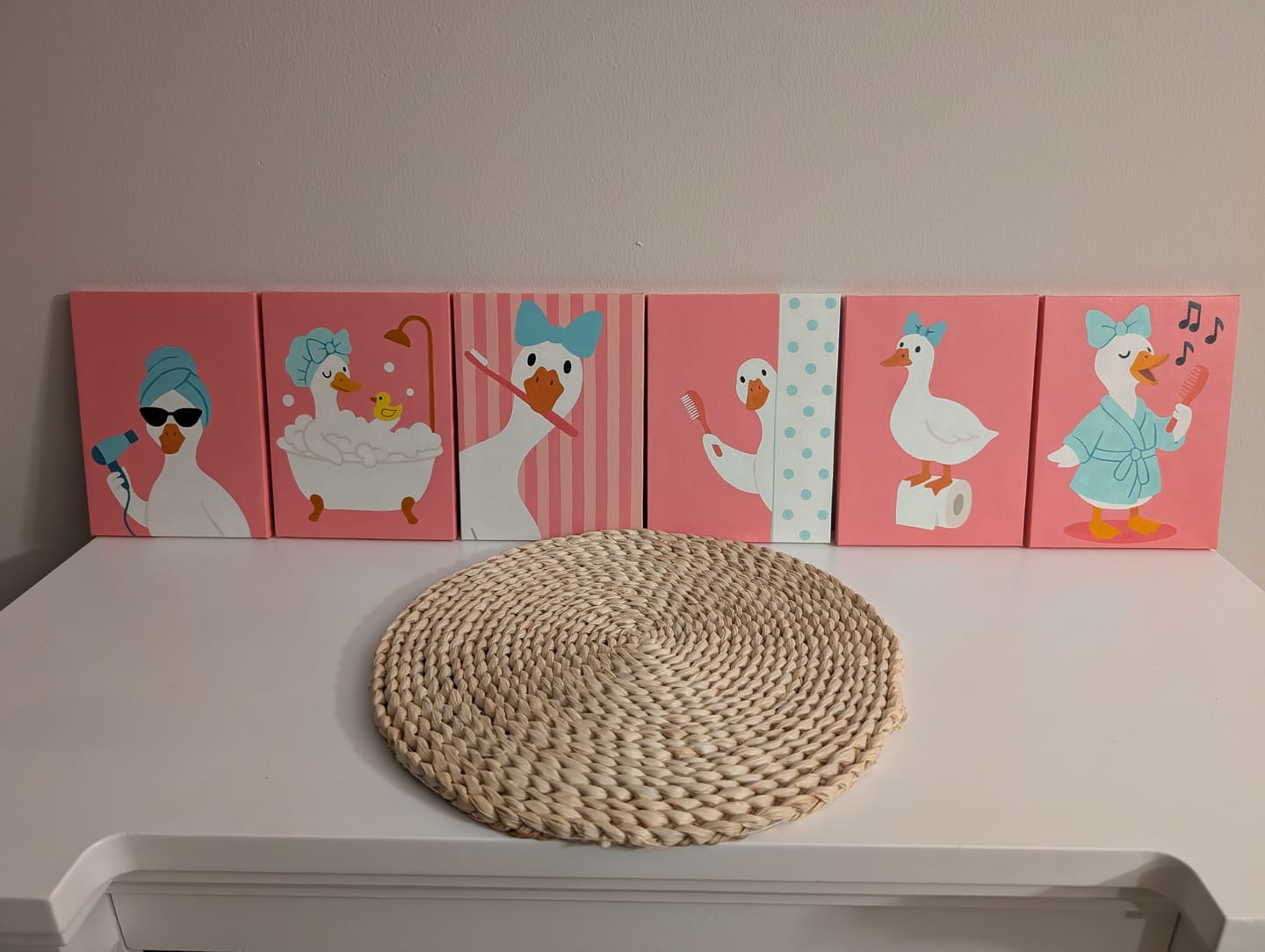 Customer photo review of 6 Mini Paintings - Bathroom Goose Set