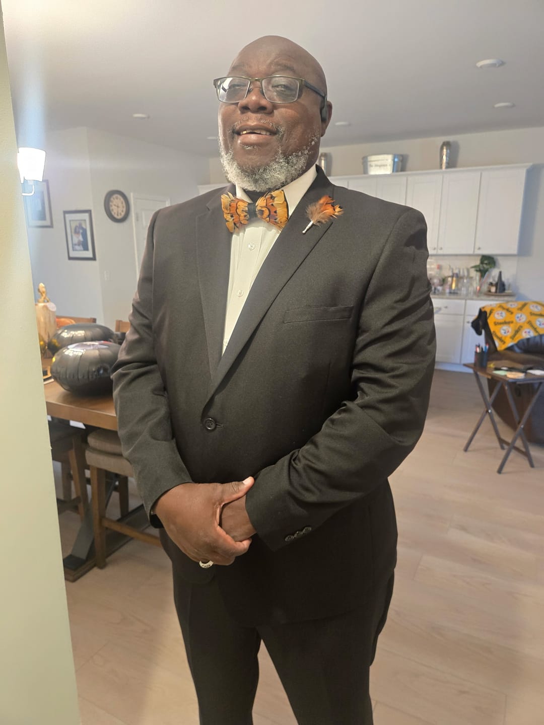 Customer photo review of The Ari - Feather Bow Tie