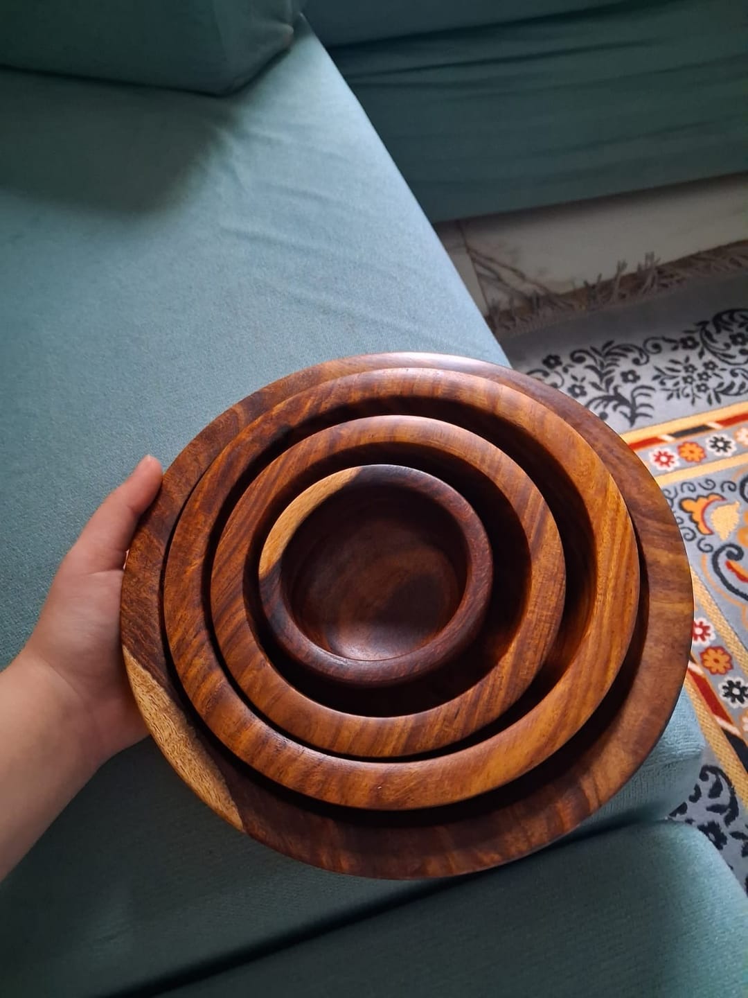 Customer photo review of Wooden Bowl Set – Set of 4