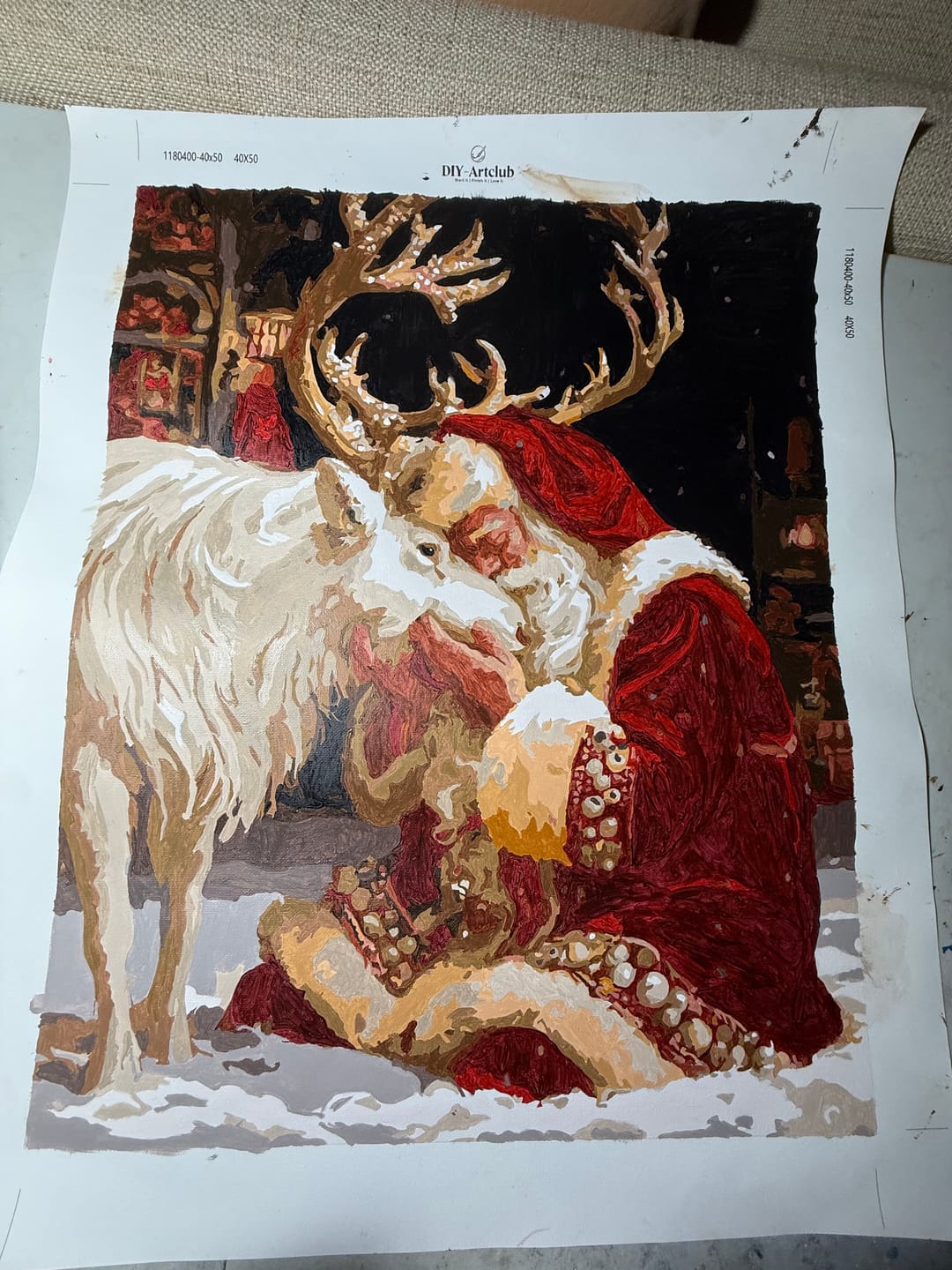 Customer photo review of Santa's Reindeer Kiss | Paint by Number