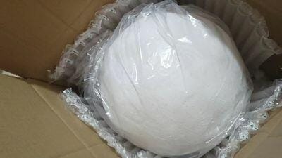 Customer photo review of Pendant Light, Textured White Sphere, Resin and Fibre Shade
