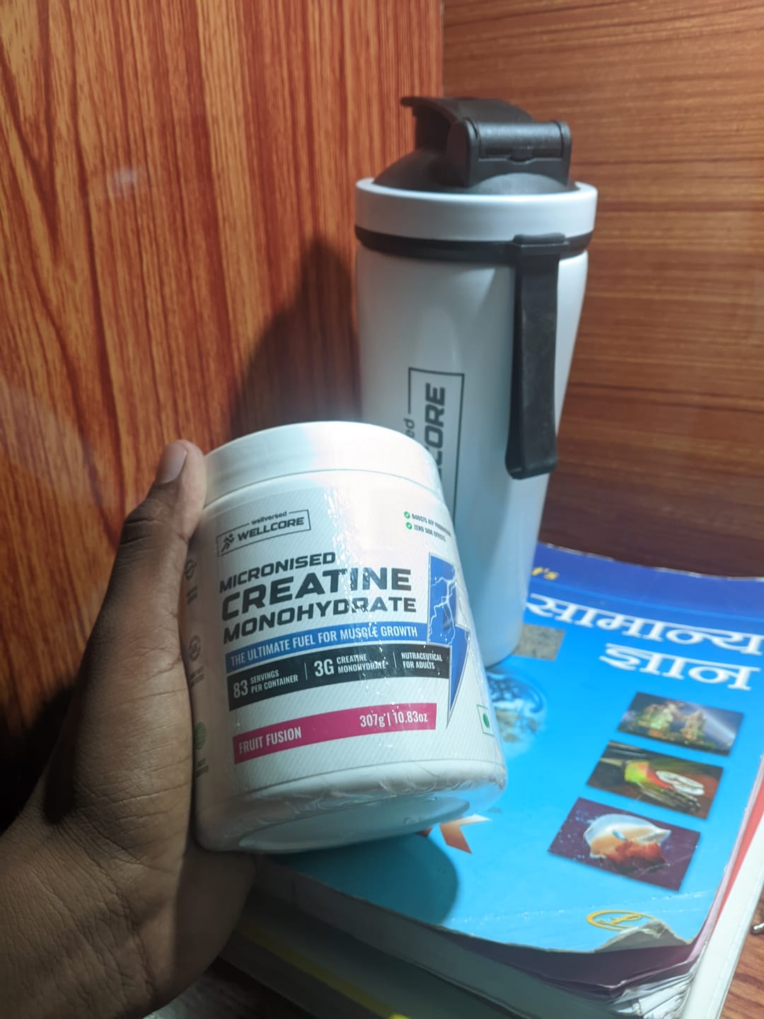 Customer photo review of Wellcore - Micronised Creatine Monohydrate (83 Servings, Fruit Fusion) + Premium Steel Shaker