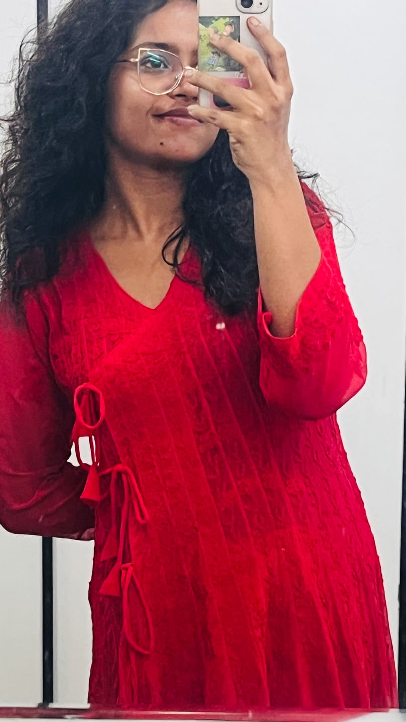 Customer photo review of Red Long Georgette Angarakha