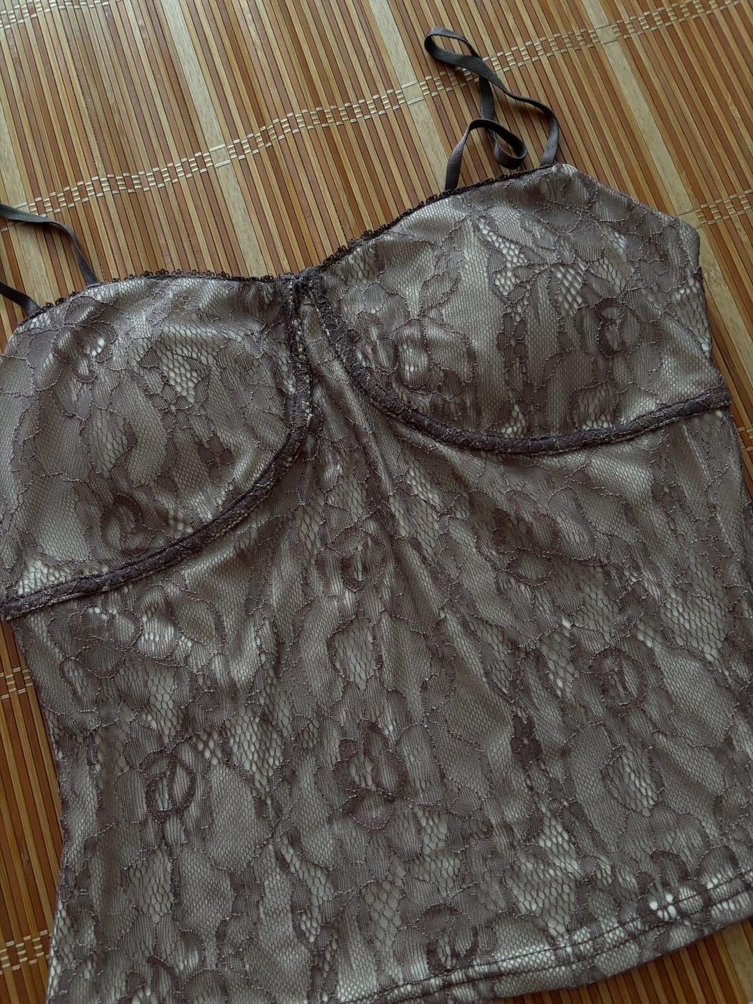 Customer photo review of Hydrae Floral Lace Bustier Cami Top with Adjustable Straps