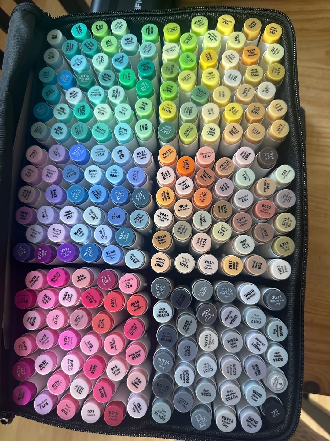 Customer photo review of Ohuhu Honolulu 216 Colors Dual Tips Alcohol Art Markers (New Color Codes)