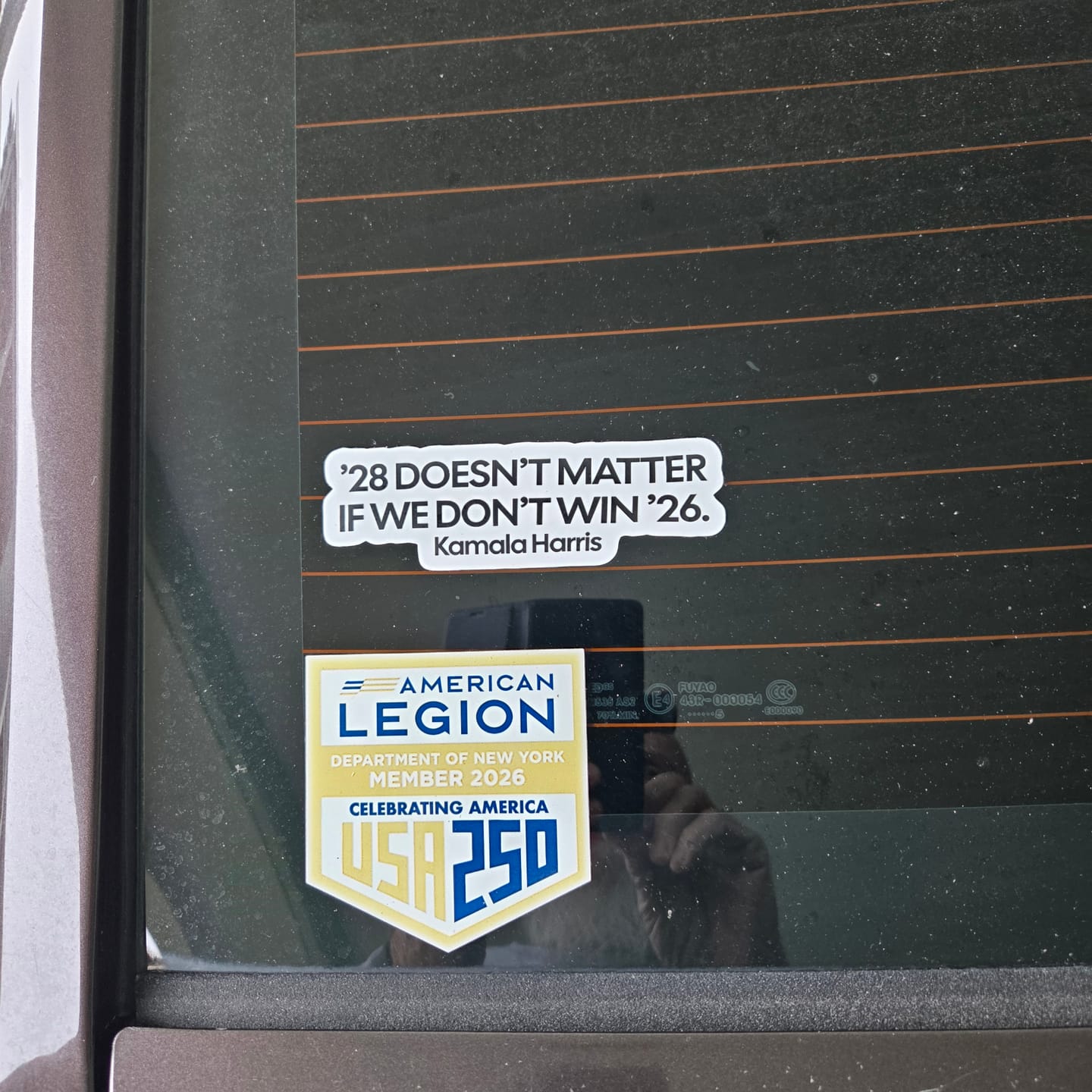 Customer photo review of '28 Doesn't Matter If We Don't Win '26 White Die Cut STICKER