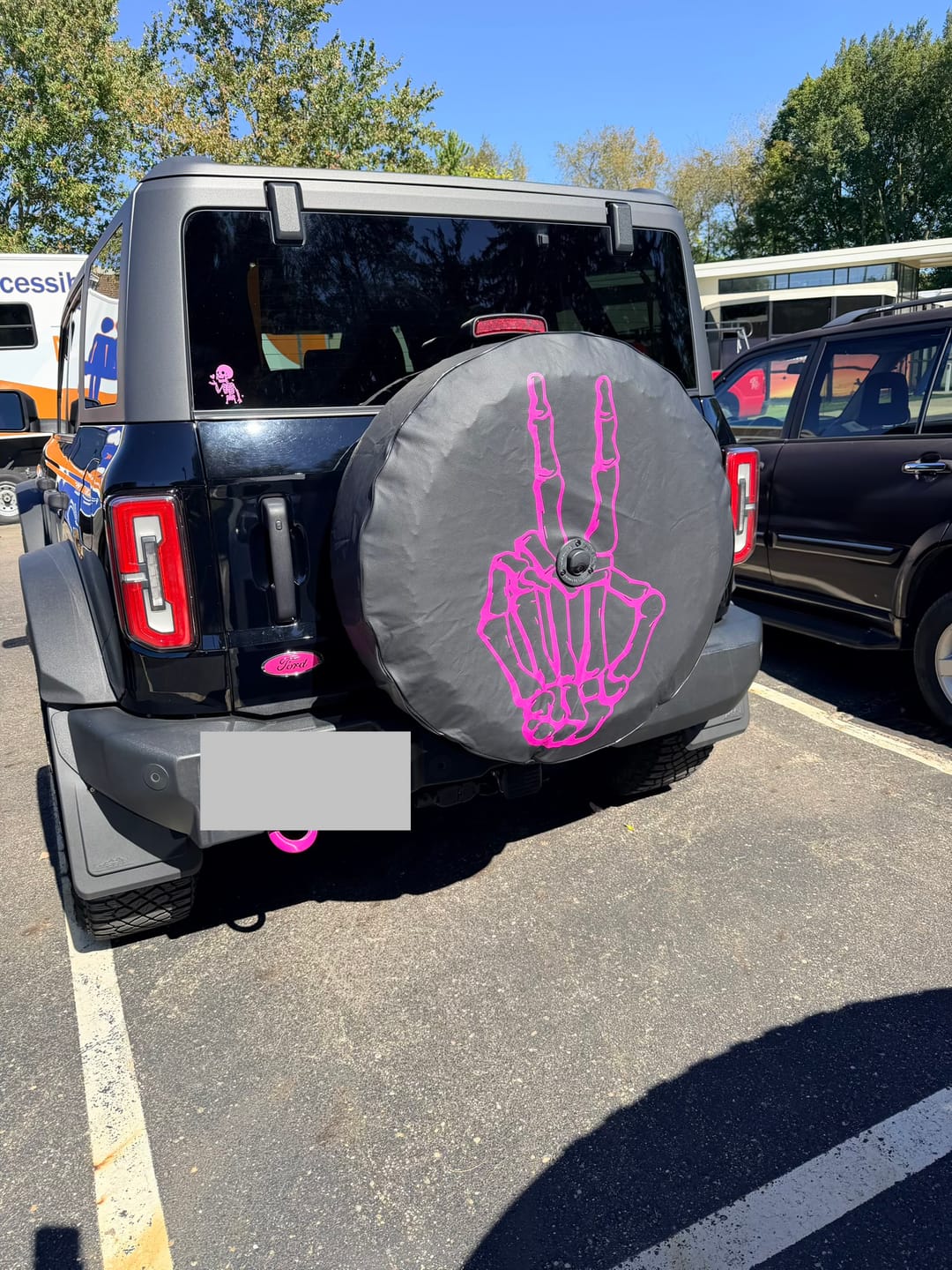 Customer photo review of Skeleton Peace Sign Tire Cover