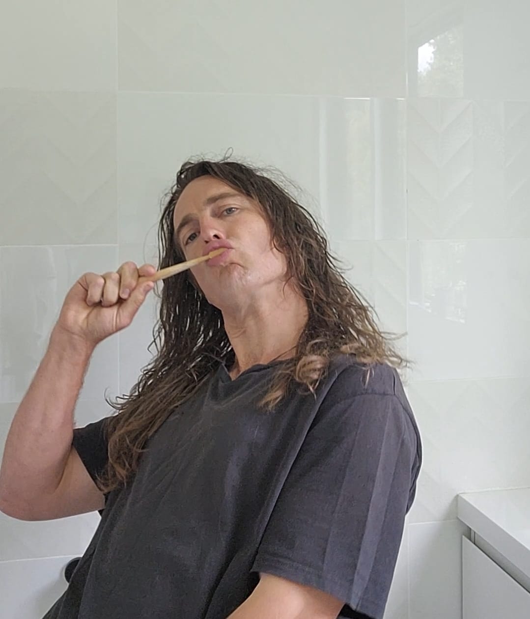 Customer photo review of Horse Bristle & Bamboo Toothbrush