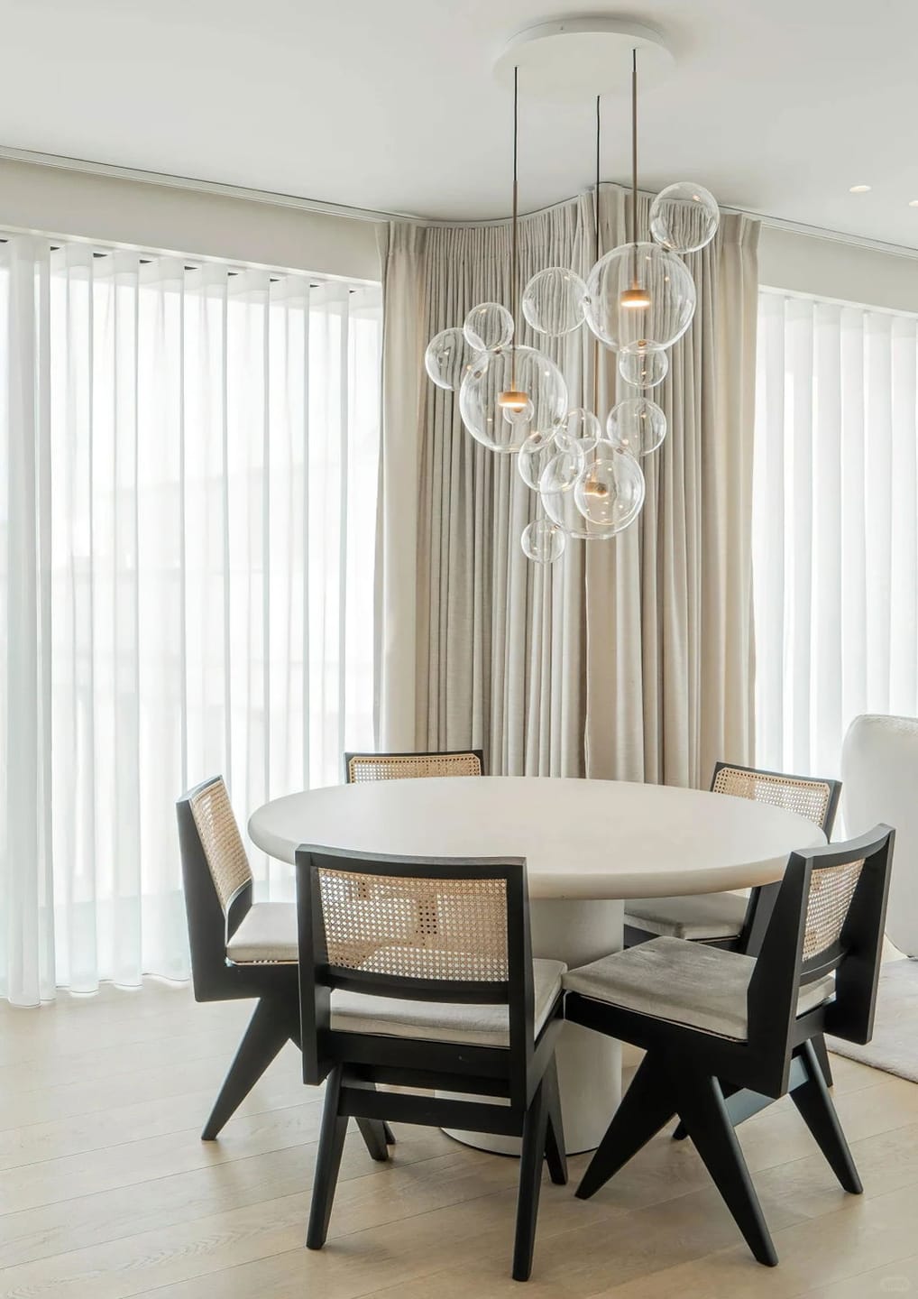 Customer photo review of Gold Pendant Light, Clear Hand-Blown Glass Spheres, Integrated LED