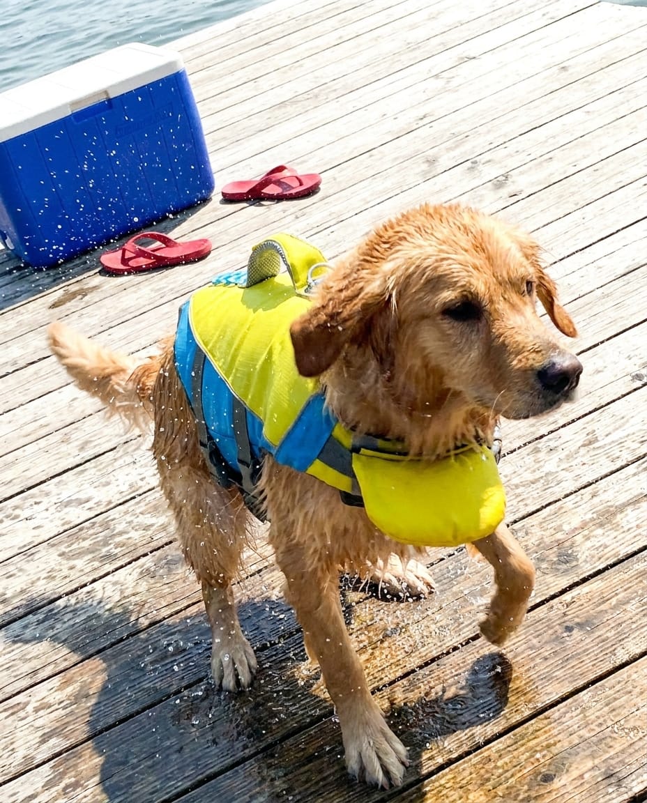Customer photo review of Dog Life Vest W/ Chin Rest