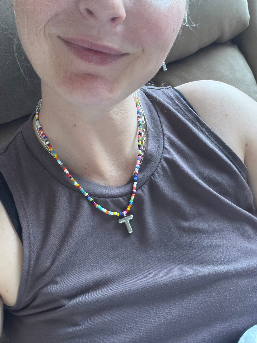 Customer photo review of Marvello Initial Necklace