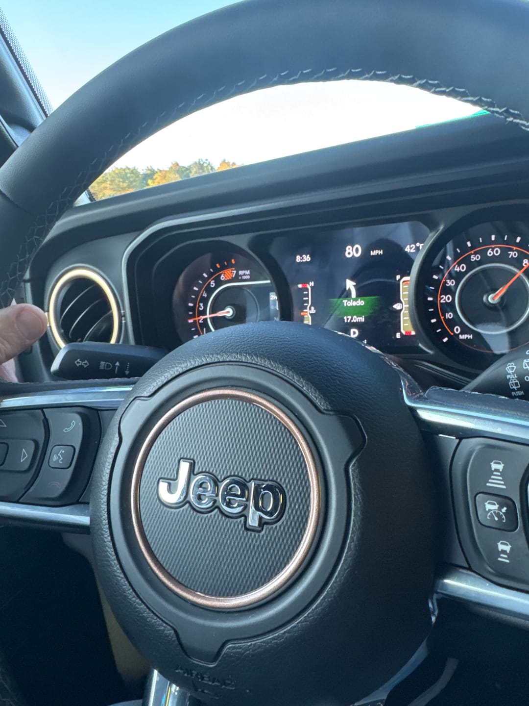 Customer photo review of Center Ring Steering Wheel Vinyl Overlay Cover for Jeep | Fits Jeep Models