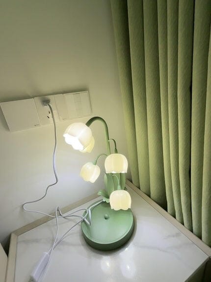 Customer photo review of Table Lamp, Five Frosted Shades on Curved Stems, Green, 36 cm