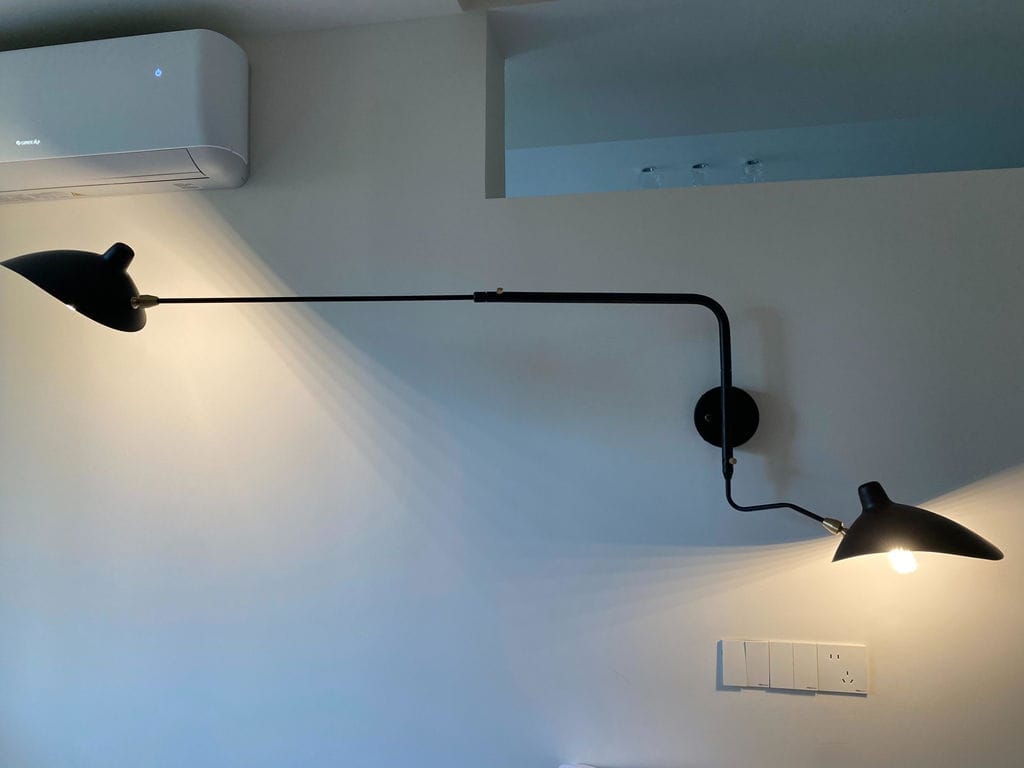 Customer photo review of Wall Light, Adjustable Curved Arm, Brass Joints, Wall Sconce