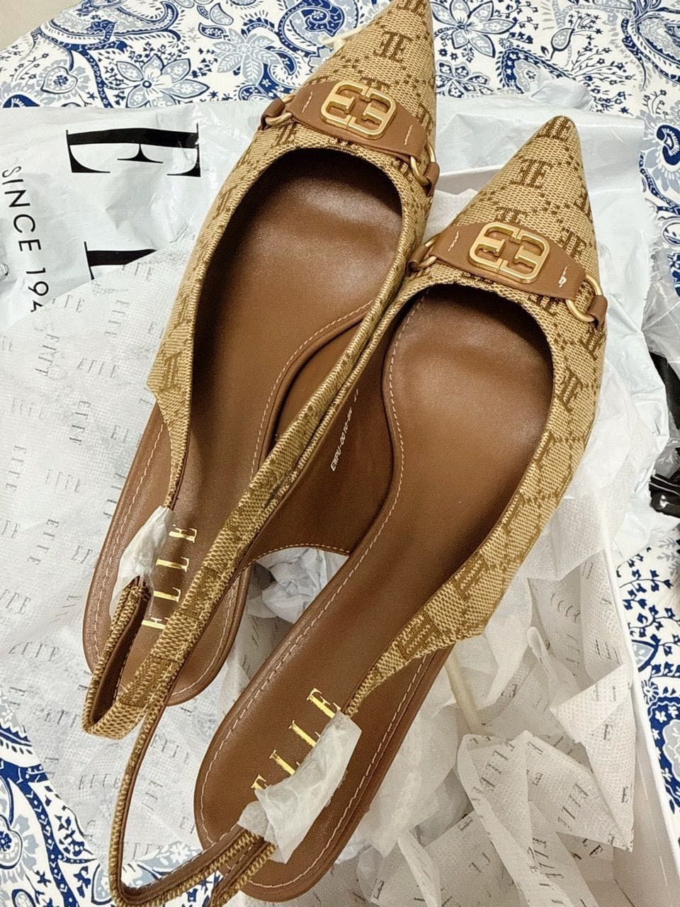 Customer photo review of Esme Microfiber Leather Pumps In Brown