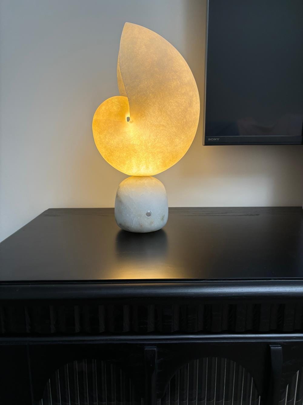 Customer photo review of Alabaster Table Lamp, Translucent Stone Shade, Touch Switch
