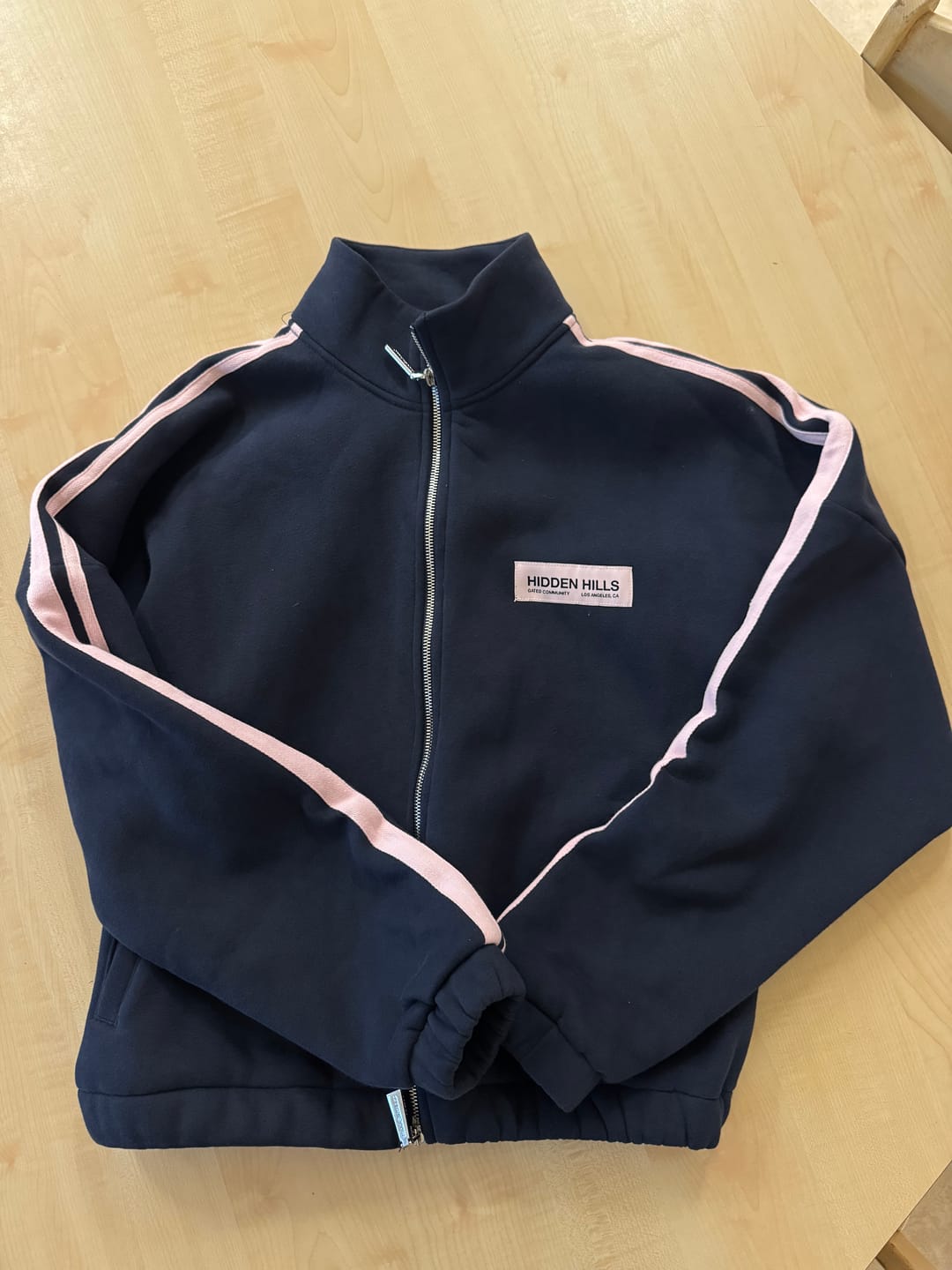Customer photo review of STRIPED ZIP JACKET NAVY/LIGHT PINK