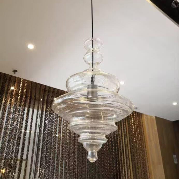Customer photo review of Glass Pendant Light, Handcrafted Tiered Shade, Adjustable 150 cm Cord