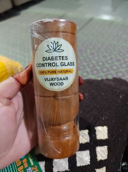 Customer photo review of Original Vijaysar Wooden Glass (100 ml) for Diabetes & Sugar Control for Daily Wellness