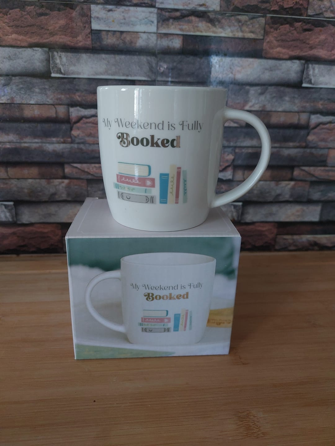 Customer photo review of Booklover Tasse aus Keramik – My Weekend is Fully Booked
