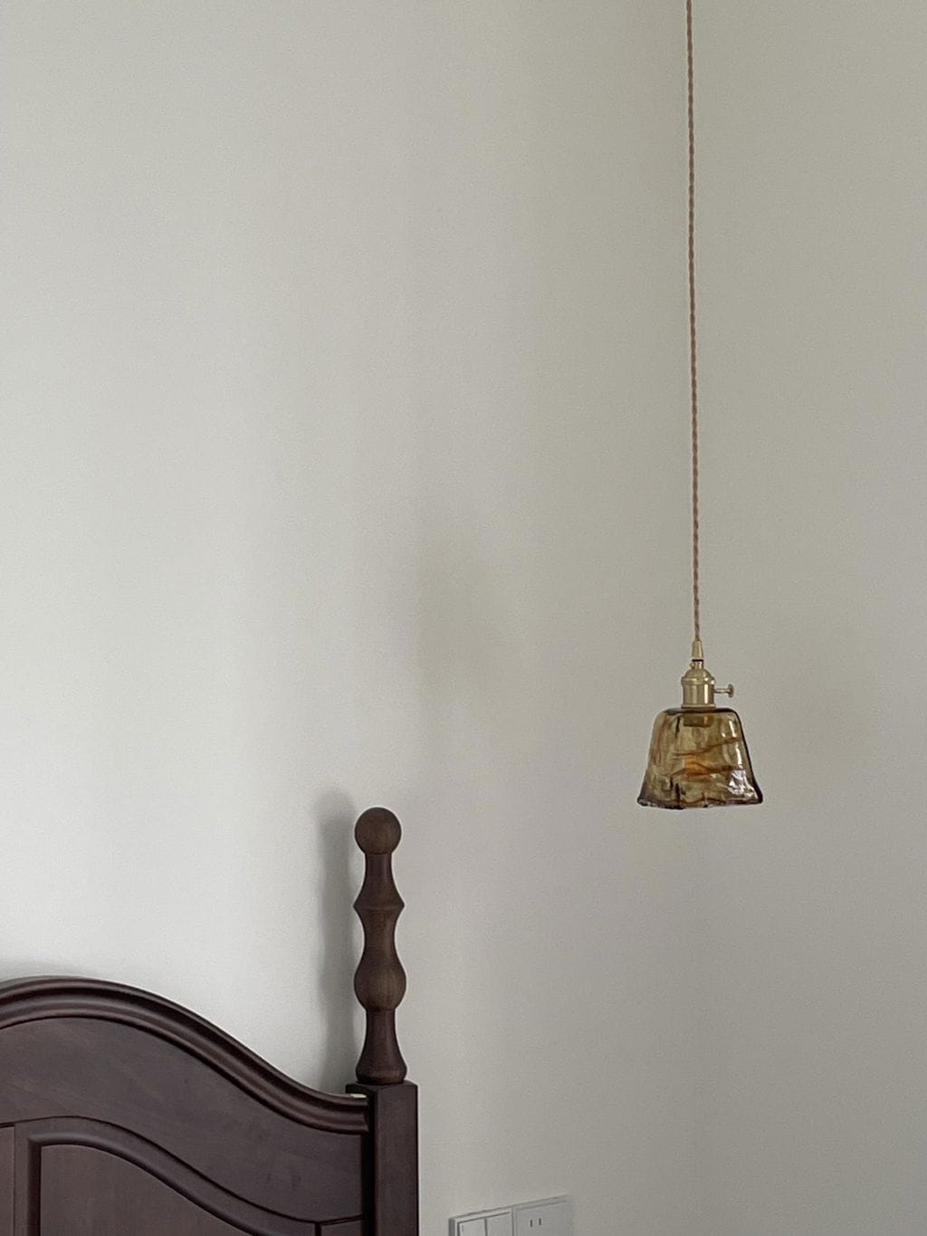 Customer photo review of Brass and Amber Glass Pendant Light, 15 to 18 cm, 150 cm Cord
