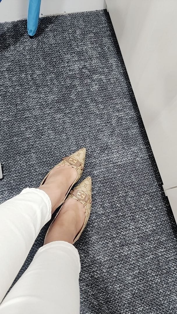 Customer photo review of Esme Microfiber Leather Pumps In Brown
