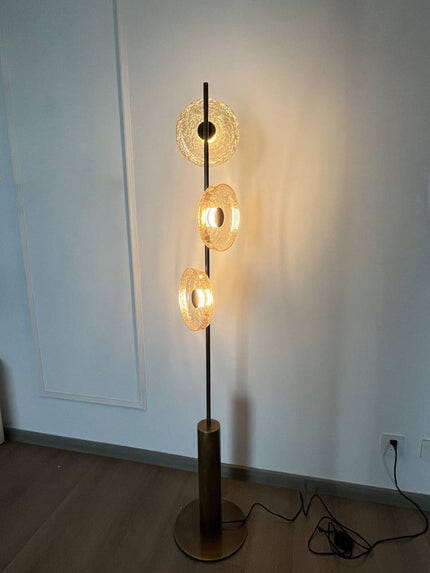 Customer photo review of Floor Lamp, Cracked Glass Discs, Bronze Stem, Integrated LED
