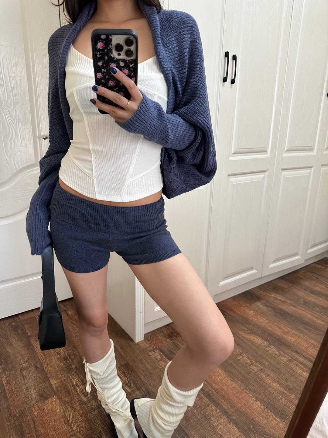 Customer photo review of Rase le sol Open-Front Sculpted Sleeve Knit Cardigan