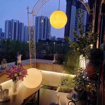 Customer photo review of Pendant Light, Textured White Sphere, Resin and Fibre Shade