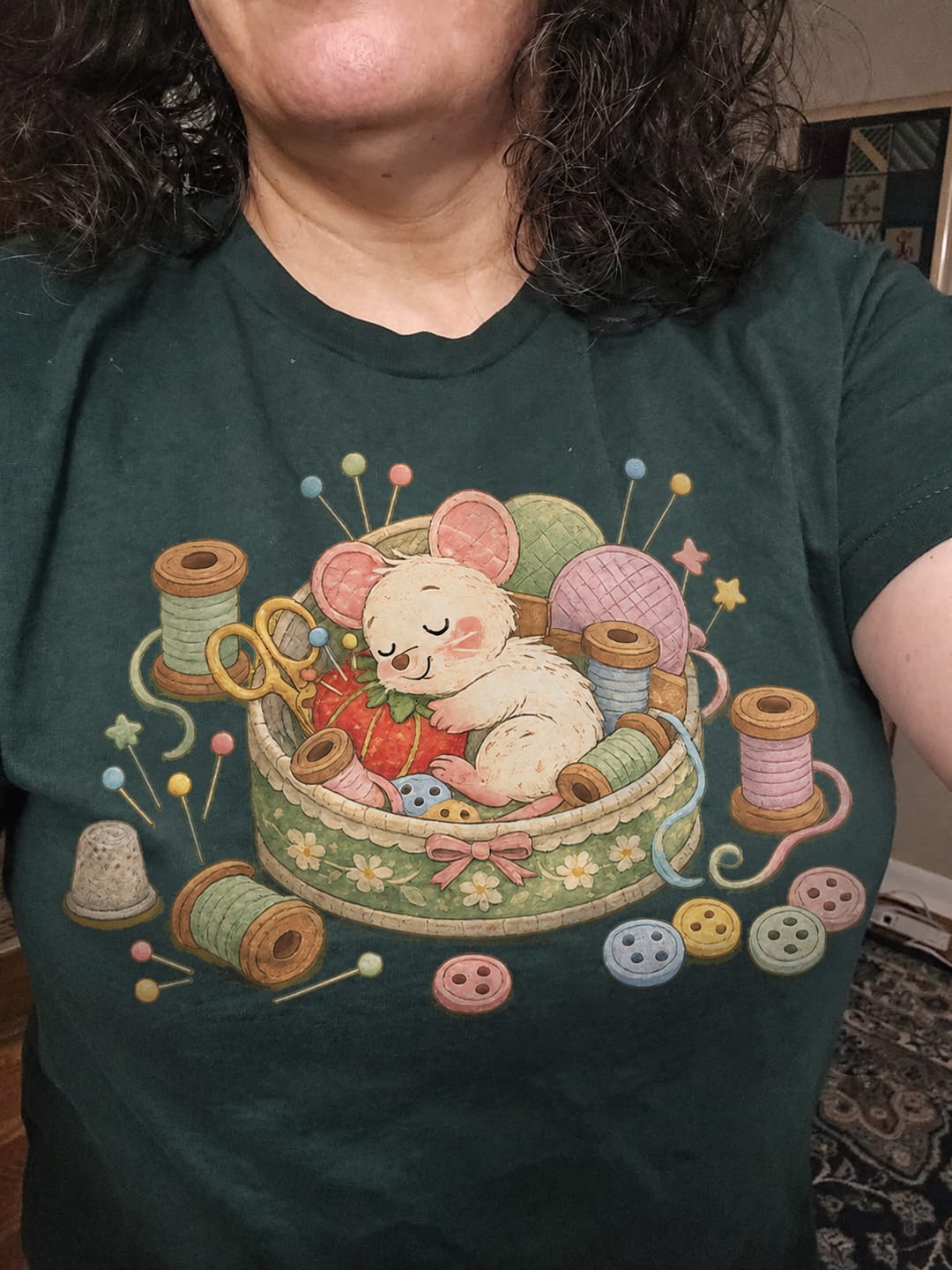 Customer photo review of Quilt Now Die Happy Skull Cat T-Shirt