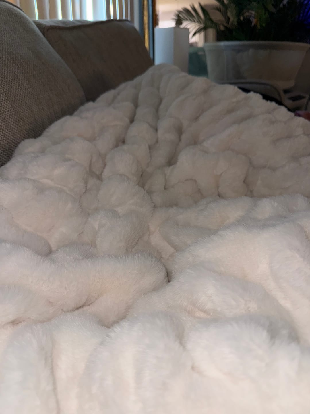 Customer photo review of Hugs Cream Blanket
