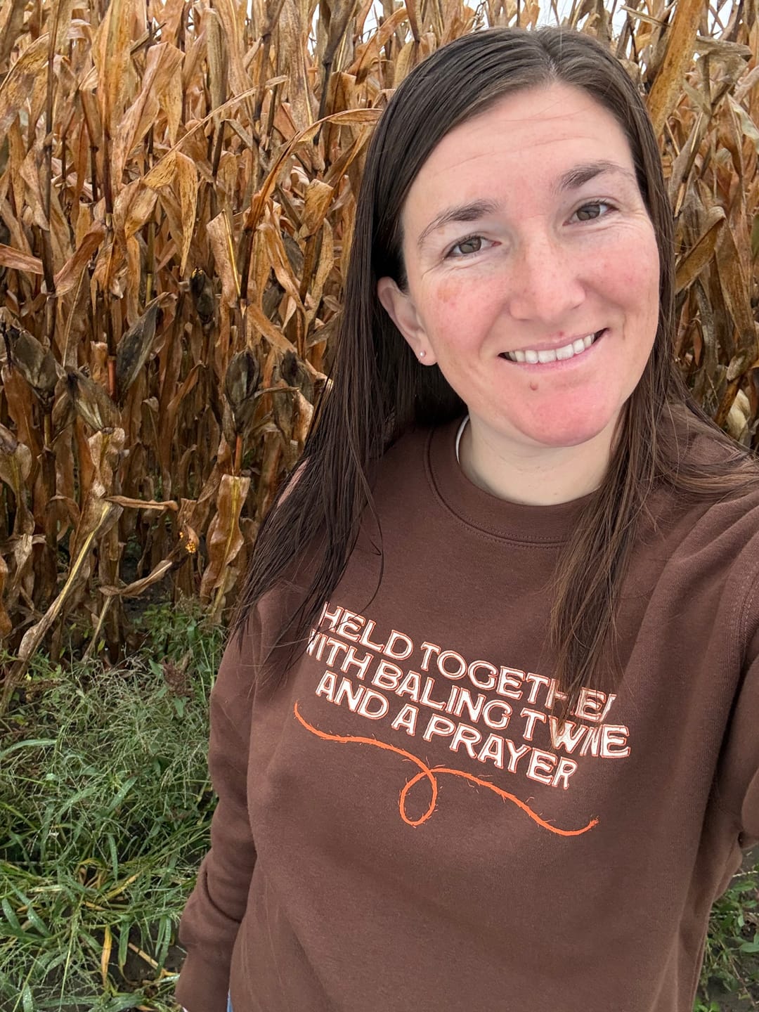 Customer photo review of Baling Twine Crewneck in Chestnut