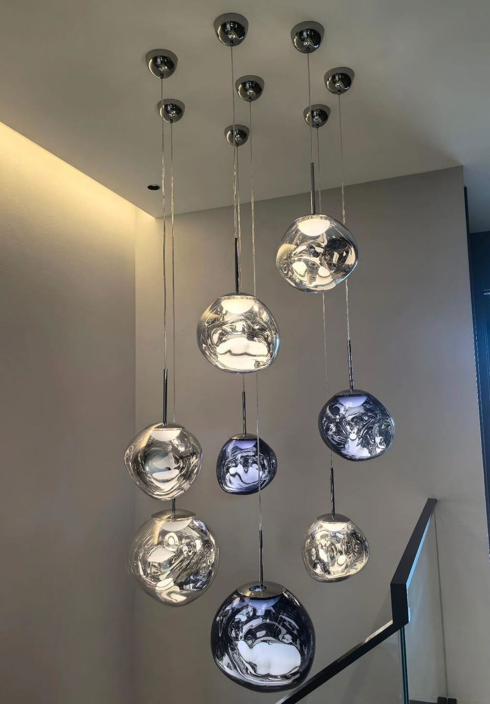 Customer photo review of Glass Pendant Light, Hot-Blown Molten Form, Adjustable 150 cm Cord
