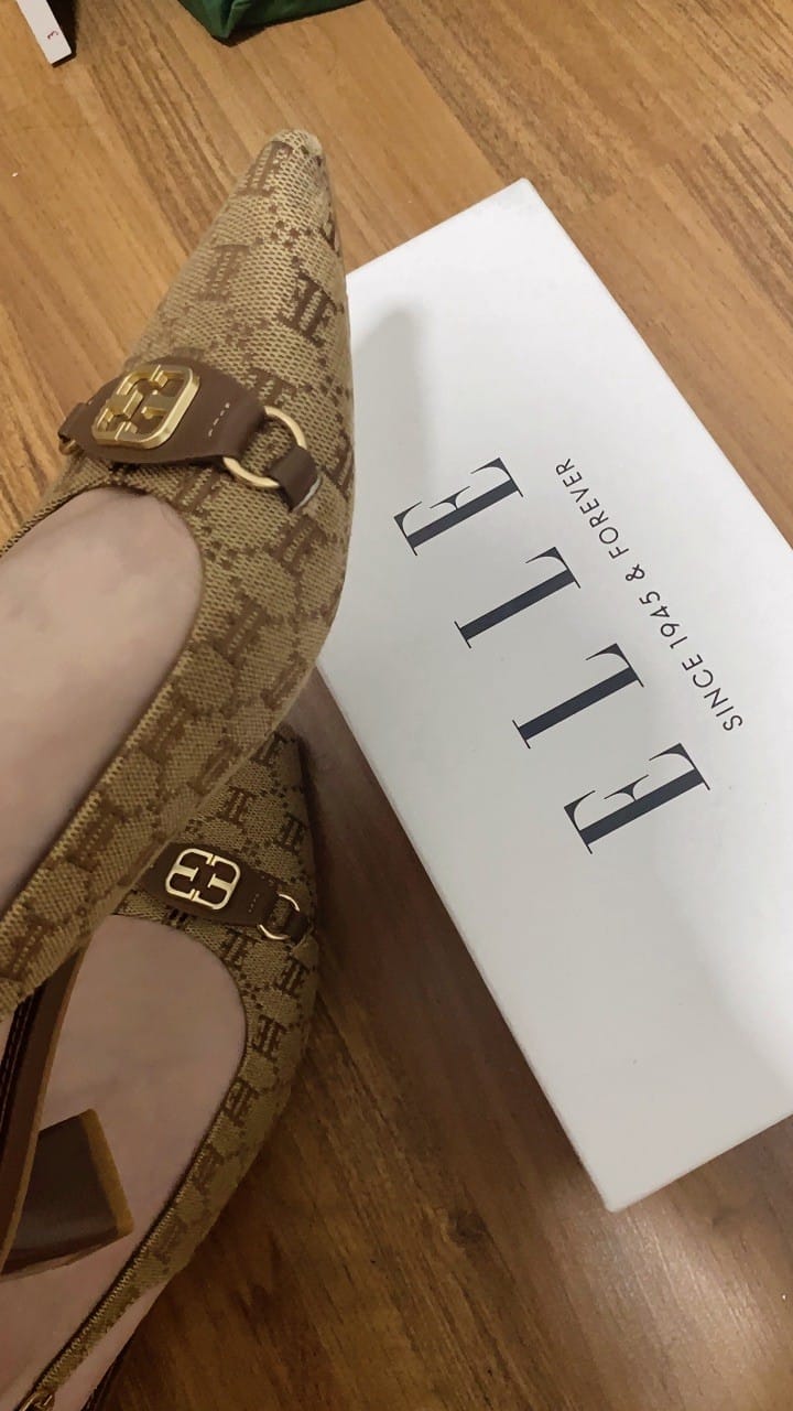 Customer photo review of Esme Microfiber Leather Pumps In Brown