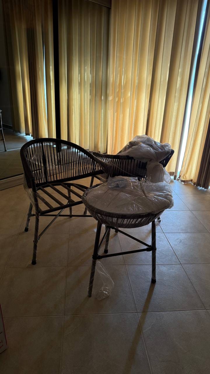Customer photo review of Two beige chairs and a table for the terraces