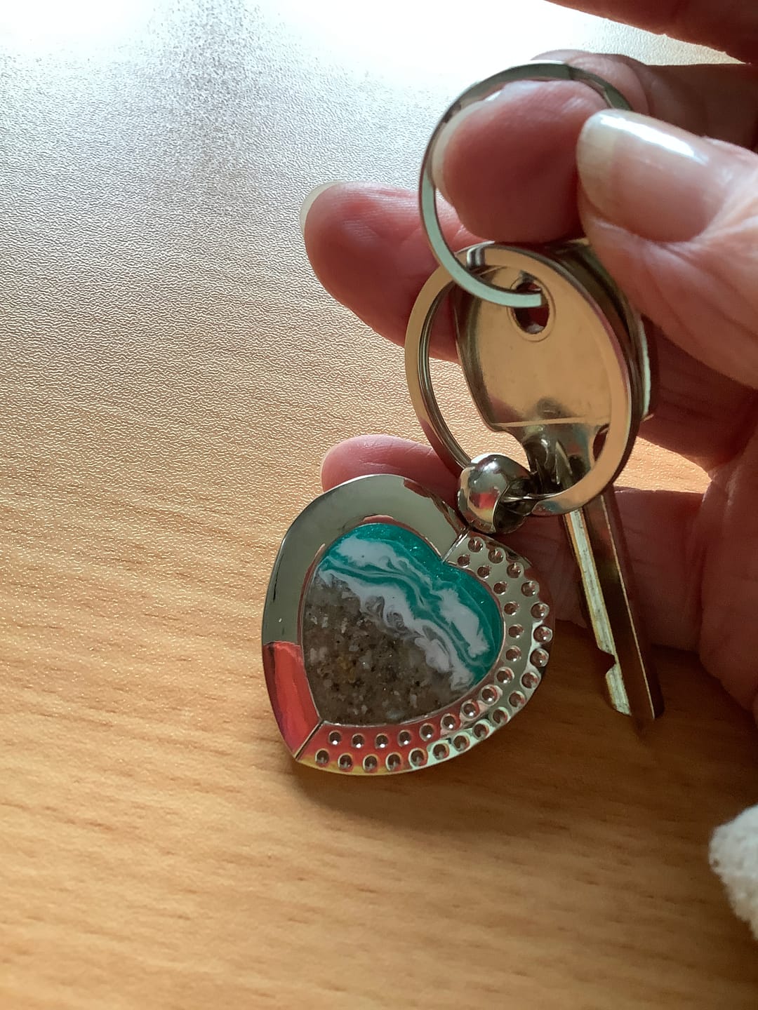 Customer photo review of Seaside Heart Keyring