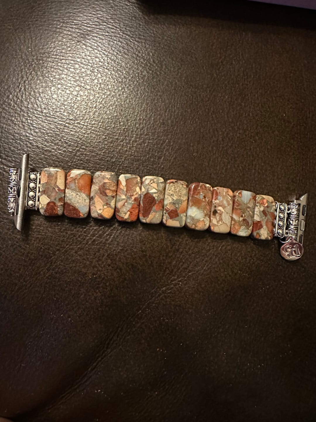 Customer photo review of Earth Tibetan Jasper Stretch Apple Watch Strap
