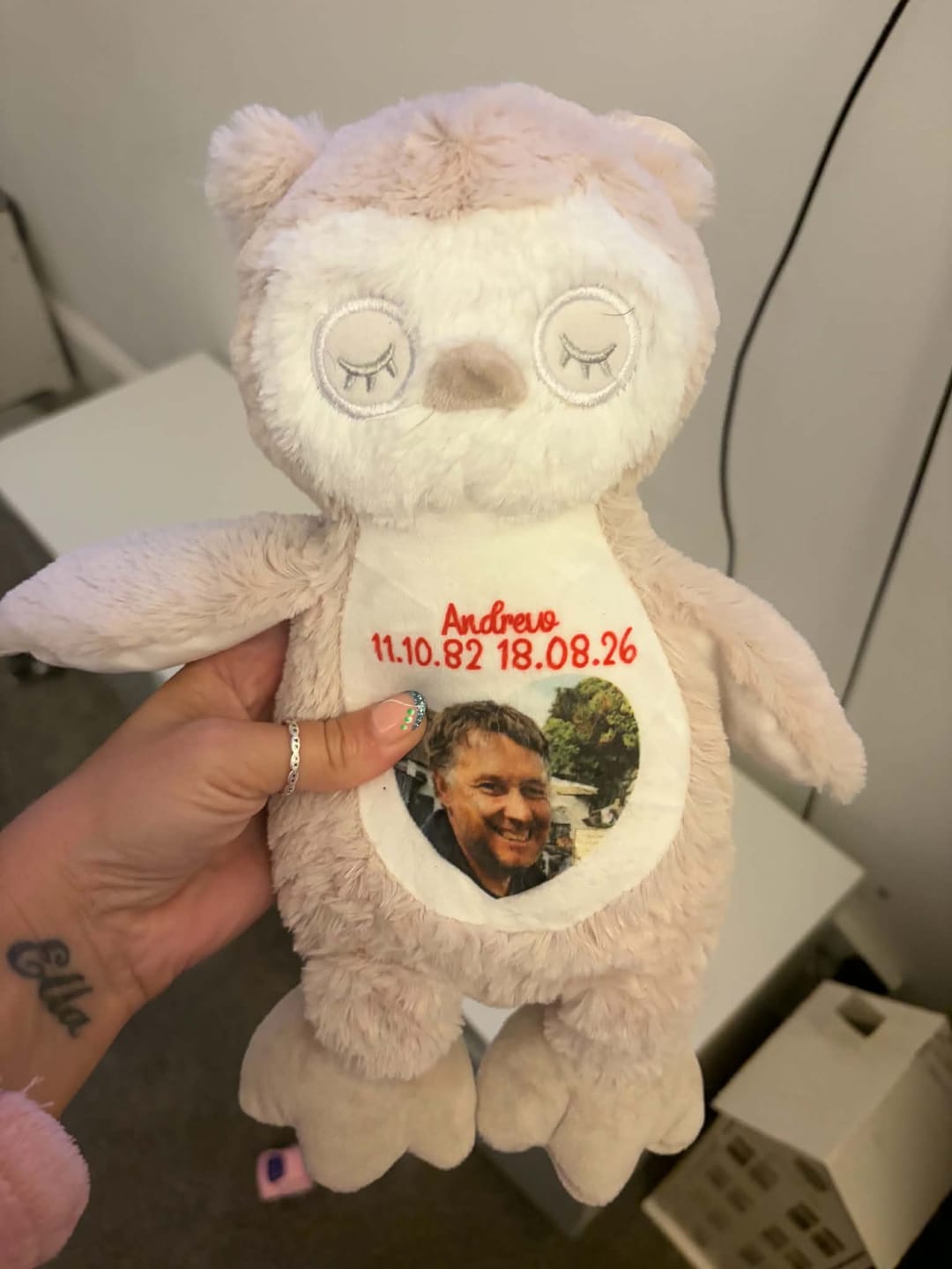 Customer photo review of A Cuddle from Heaven Personalised Photo Teddy Bear