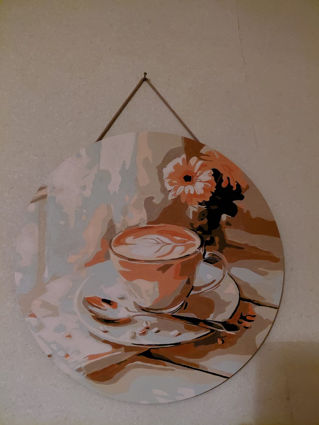 Customer photo review of Peinture par Numéro sur Disque en bois - Café du matin