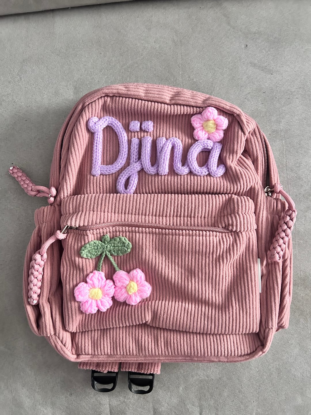 Customer photo review of K&C - Personalized Knitted Backpack